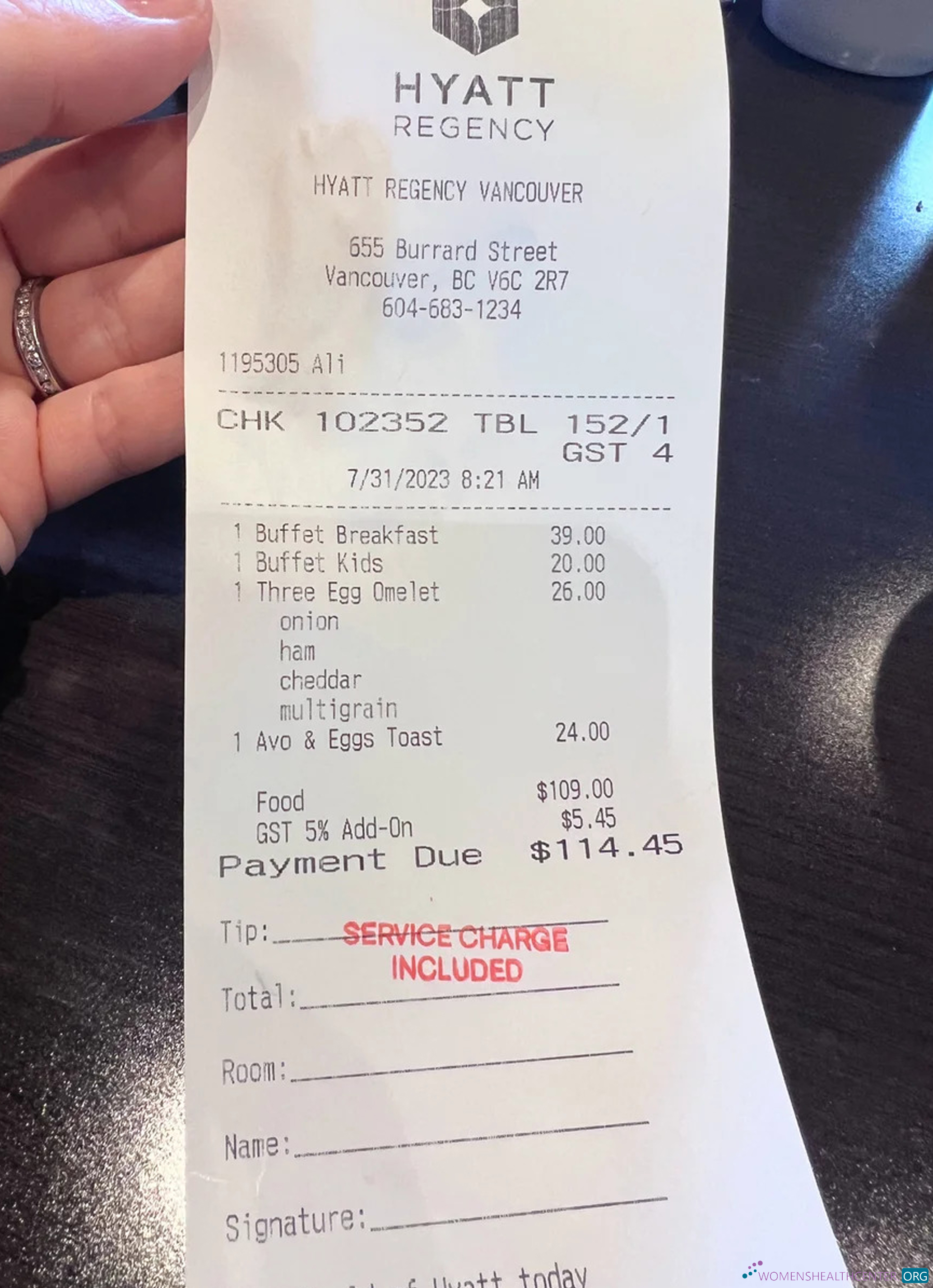 Download Hyatt regency payment receipt Photoshop template